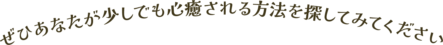 ぜひあなたが少しでも心癒される方法を探してみてください
